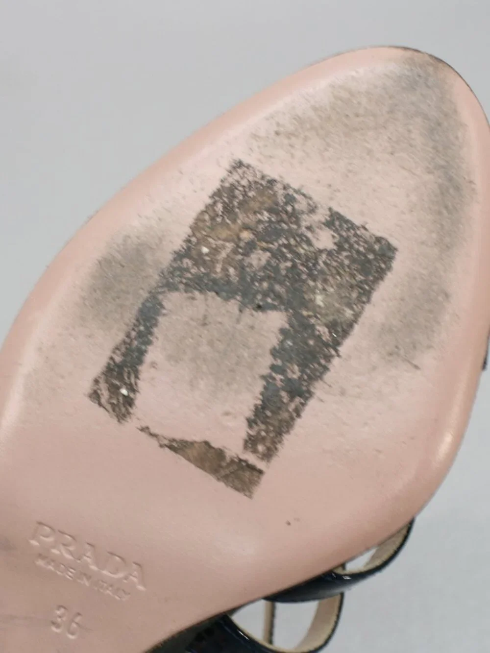 Prada 36 Ladies 6 Blue Patent Leather Slingback Heels Strappy Shoe Sandals Italy - Picture 9 of 12